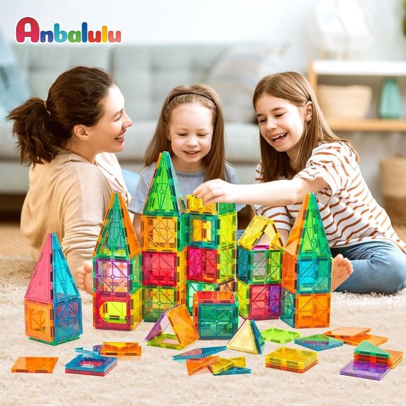 134PCS Anbalulu Magnetic Building Tiles Large Magnet 3D STEM StackingToys - Picture 3 of 12